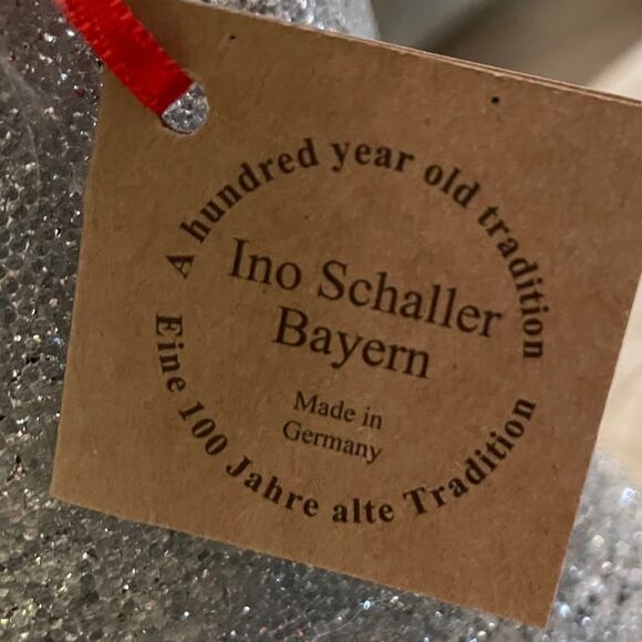 Bergdorf Goodman Ino Schaller Silver Beaded Christmas Santa Boot w/ Faux Fur NEW - Picture 8 of 14